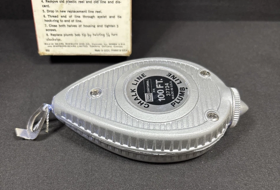 Vintage NOS - Sears Craftsman 100' Chalk Line/Plumb Line - NICE - Made in USA - Image 4 of 4