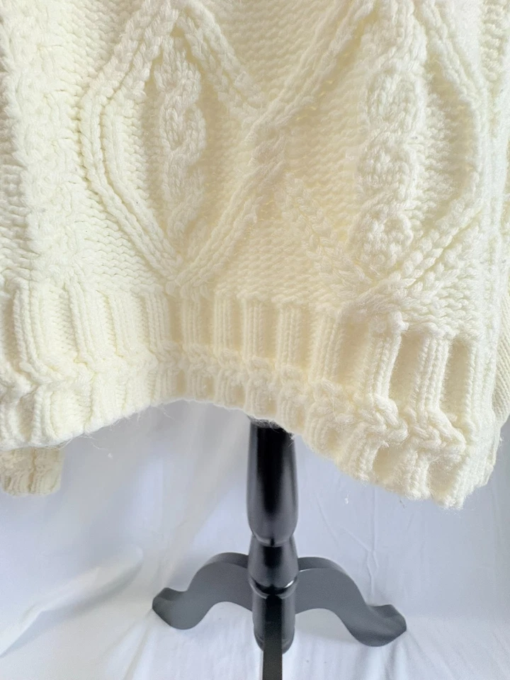 Suéter feminino Image Cable malha tamanho 2X (22) branco creme LS gola redonda - Imagem 4 de 4