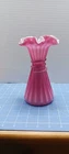 Fenton Pink Wild Rose Overlay Cased Glass Wheat Vase