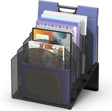 5-Section Desk File Organizer, Vertical File Organizer for Desk, Mesh Mail Holde