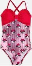 Disney MINNIE MOUSE 1 Piece Girls Swimsuit Red Stripes SIZE 4 BRAND NEW
