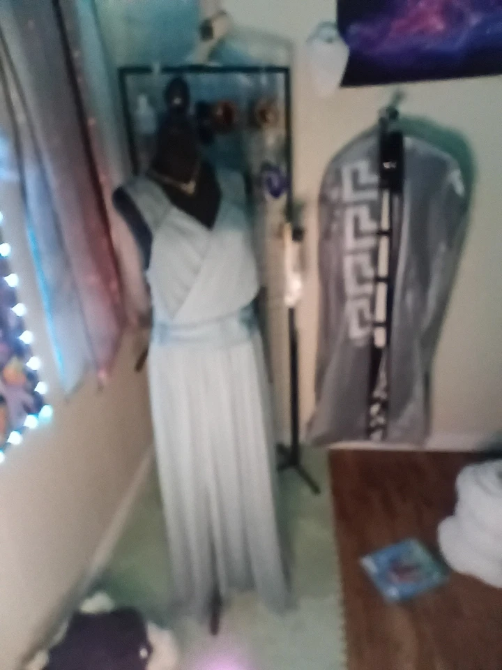 Vestido largo formal con media manga y cuello en V talla 14 Foto 2 de 3