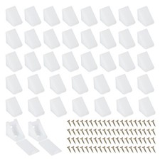40pcs Plastic Corner Braces 0.83x0.83x0.67" L-Shape Bracket with Screws, White