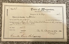 Rare-1906 Morganton, NC-Burial License Paid By F.P. TATE to Bury Miss Pearson