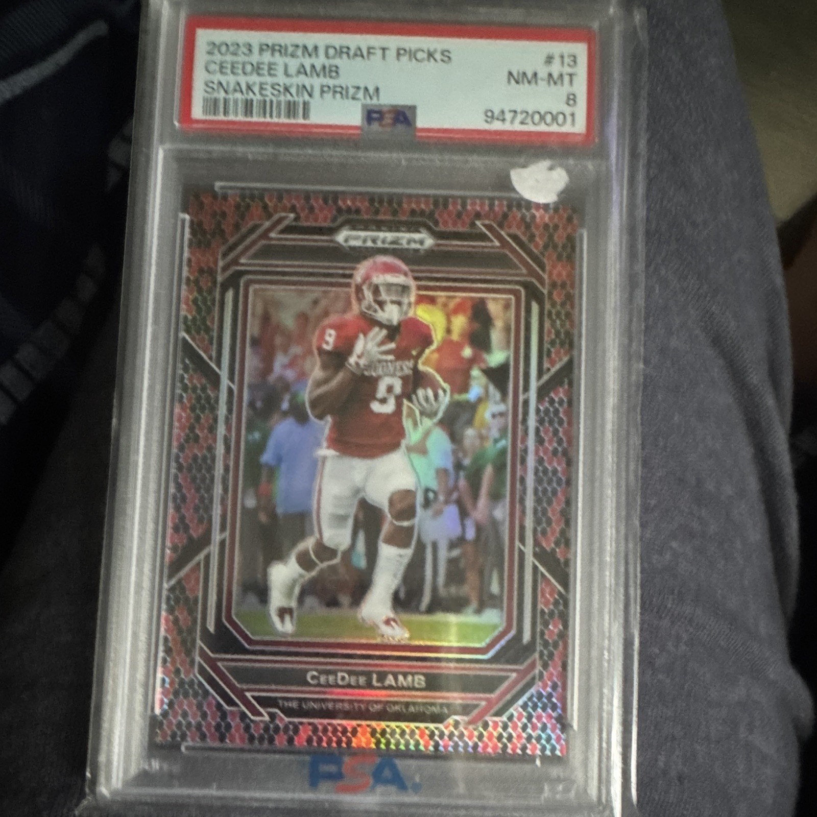 Panini 2023 Prizm Draft Picks CeeDee Lamb Snake Skin Prizm #13 PSA 8