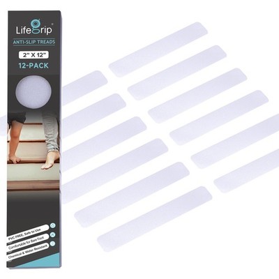 LifeGrip Stair Treads Non-Slip (12-Pack), 2'' X 12'', Anti Slip Transparent Sta...