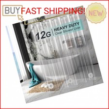 AmazerBath Heavy Duty Shower Curtain Liner 12 Gauge, 72 x 72 Inches Clear Shower