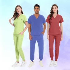 Premium Unisex Medical Scrubs - V-Neck Top Stretchy Jogger Set