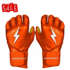 Bruce Bolt Bruce Bolt Men's Long Cuff Gold Palm Batting Gloves - Orange Color
