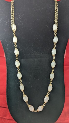 Gorgeous Classic Antique Vintage Mother of Pearl Bead Metal 24" Necklace Chain - Picture 2 of 5