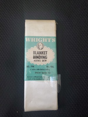 Wright's Vintage Acetate Satin Blanket Binding 4.5 Yds Snow White New Open Pack