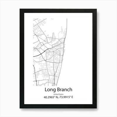 Long Branch, USA Minimalis gerahmtes Wandbild Poster Leinwanddruck Bild