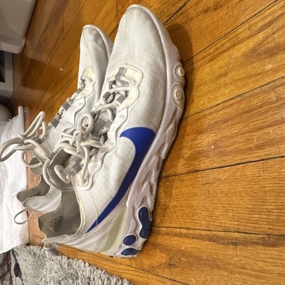 Nike React Element 55 Mens White/Game Royal Lace-Up Low Top Sneakers BQ6167-100