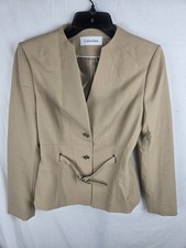 Calvin Klein Women's Tan 3 Button Long Sleeve Blazer Sz 2