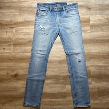 Jeans Diesel Thavar Uomo 33x32 Blu Slim Skinny Elasticizzato Italia Retrò Thrash 084IK