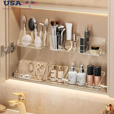 Bathroom Cabinet Organizer 6 Compartment Clear Storage Rack Shelf Solution New