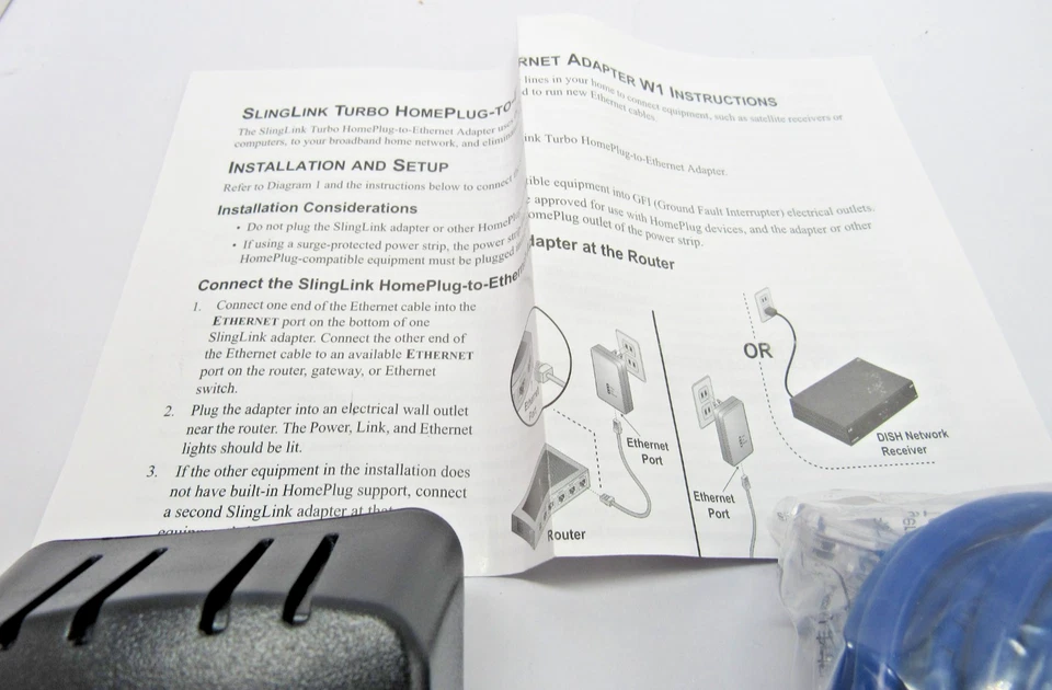 Homeplug-Ethernet Adapter SlingLink Turbo W1 Model SL300-100 57089 Open Box - Image 4 of 4