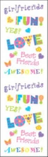 Mrs. Grossman's Stickers - Bitsy Babble - Best Friends - Love - Fun! - 4 Strips
