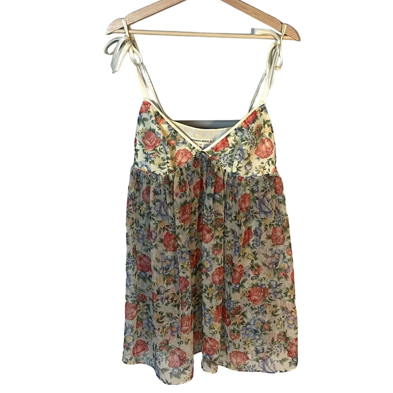 UNDERCOVER Mini Abito Slip Vintage Victoria’s Secret Trasparente Floreale Lingerie Babydoll Taglia S