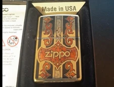 Zippo Solid Brass Logo With Brass Insert Brand New In Box - Discontinued