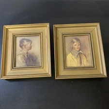 Antique Pair MAPLE FRAMES Gold Fillet CHARLOTTE & PETER C & A RIchards Boston