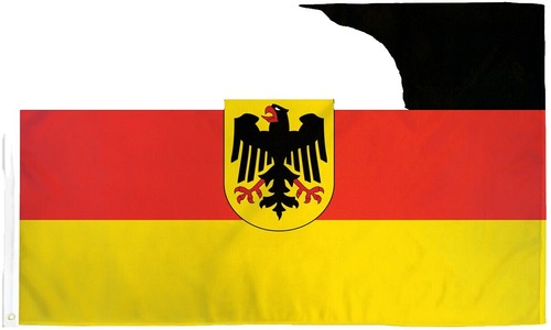 BANDIERA GERMANIA CON AQUILA 150x90cm - BANDIERA TEDESCA CON STEMMA 90 X 150 Cm - Foto 6