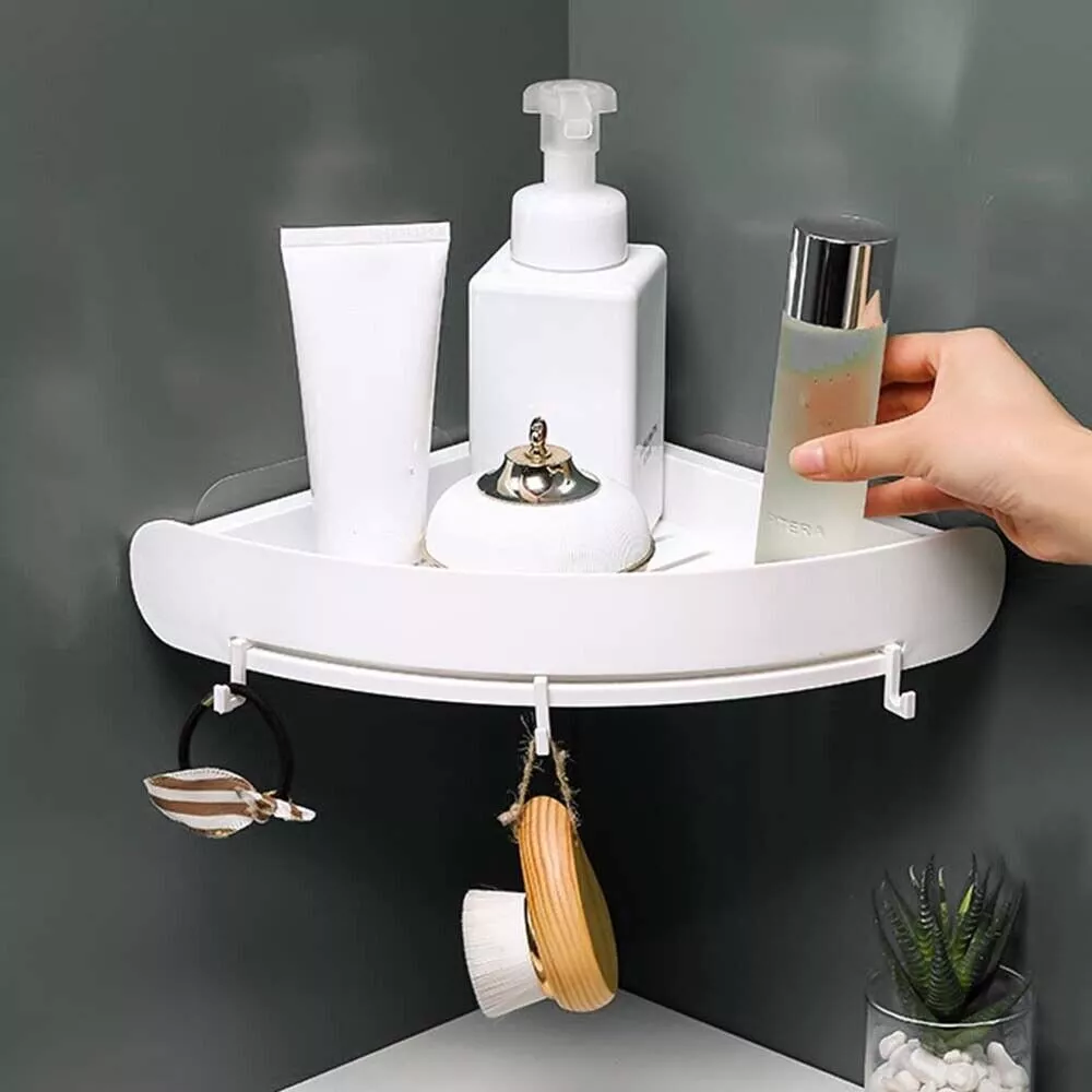Bathroom Corner Shower Plastic Shelf Tidy Wall Storage Kitchen