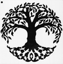 Schablone -Airbrush-Basteln-Textilien-Vintage-Wand-Baum 4 # 3060