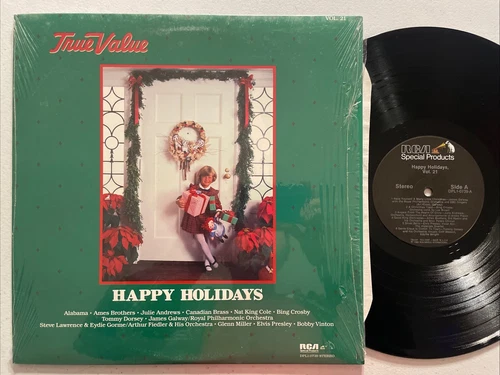 True Value Happy Holidays Vol. 21 LP RCA Bing Crosby Elvis Christmas + Shrink M-