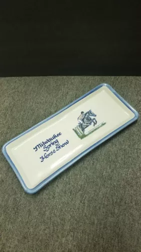 Vtg Louisville Kentucky Stoneware Long Tray Derby Horse & Jockey MKE Show NM