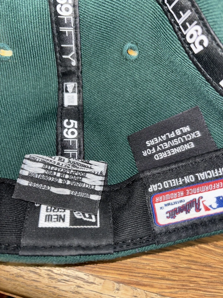 Oakland A's Large(7 3/8”) Green and Yellow Baseball Hat - Image 3 of 4