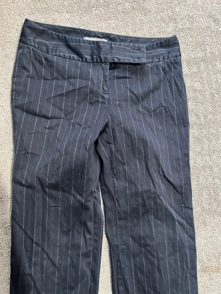 Pantalón Pantalón Ann Taylor Tela Italiana Fina Talla 00P Azul a Rayas Pierna Ancha Foto 2 de 4