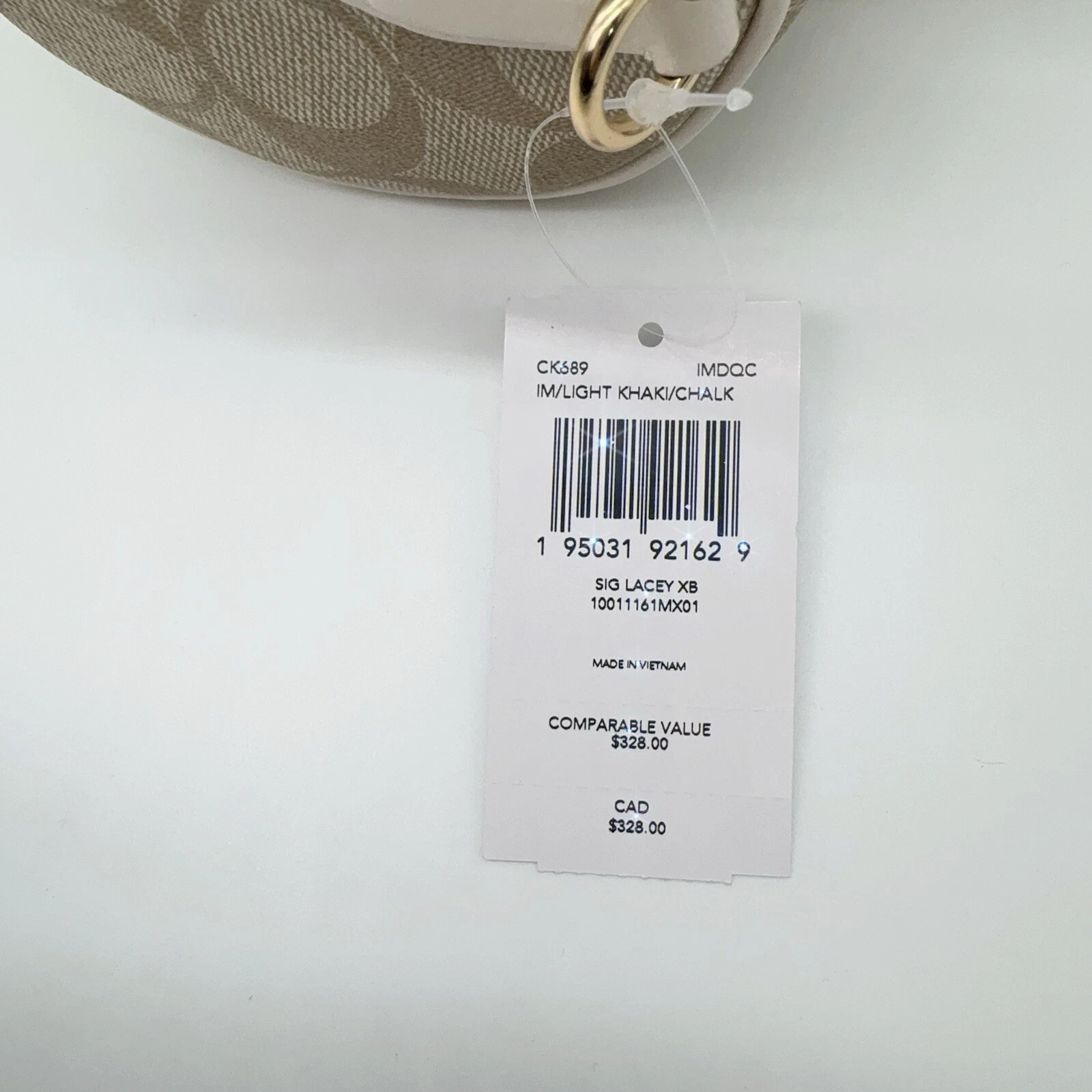 Borsa a tracolla Coach Lacey manico superiore firma tela gesso nappa cachi CK689