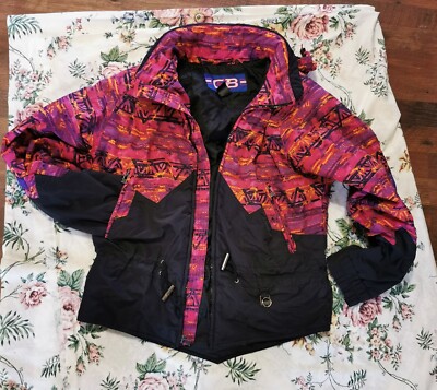CB Sports Jacket Women's Size 10 Vintage 80s Multicolor Nylon Ski