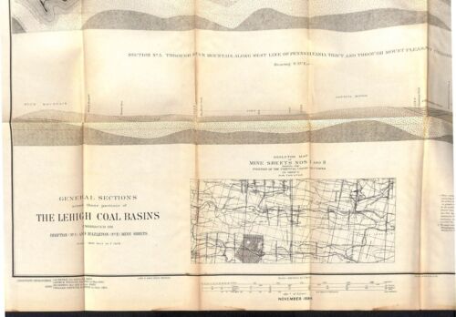1884 Pennsylvania Coal Mine Anthracite Original J.P. Lesley Map 25" x 32" (#3) - Picture 1 of 5