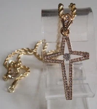 MEN'S GOLD FINISH CROSS FASHION DRESSY HIP HOP CHAIN & CHARM