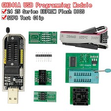 CH341A BIOS Flash Programmer + SOIC8 Test Clip +1.8V Adapter & SOP8 Adapter