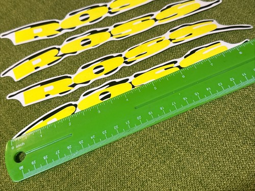 8.5-9” NOS Vintage ROSS BICYCLES Yellow Frame Decals ORIGINAL AUTHENTIC Set of 4 - Picture 2 of 3