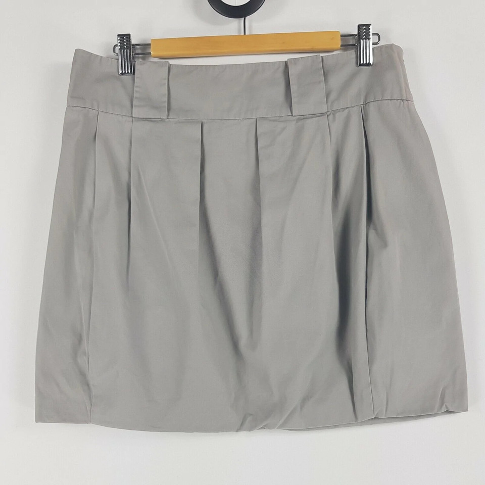 Country Road Women Size 8 Silver Grey Bubble Hem Straight Skirt Pleated Pockets