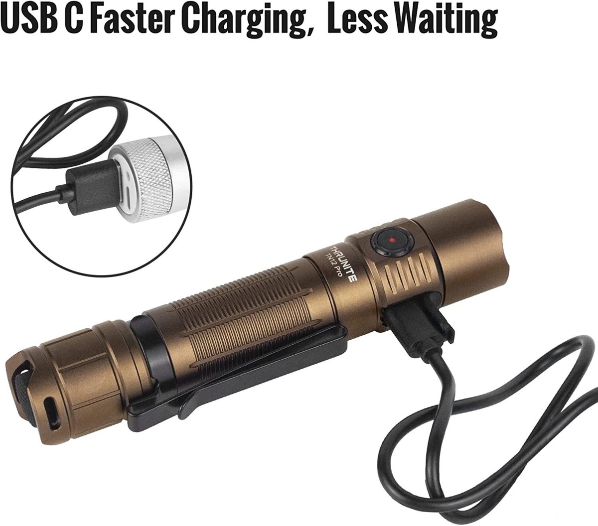 ThruNite TN12 Pro Rechargeable Flashlight, 1900 Lumens CW. Tan | eBay