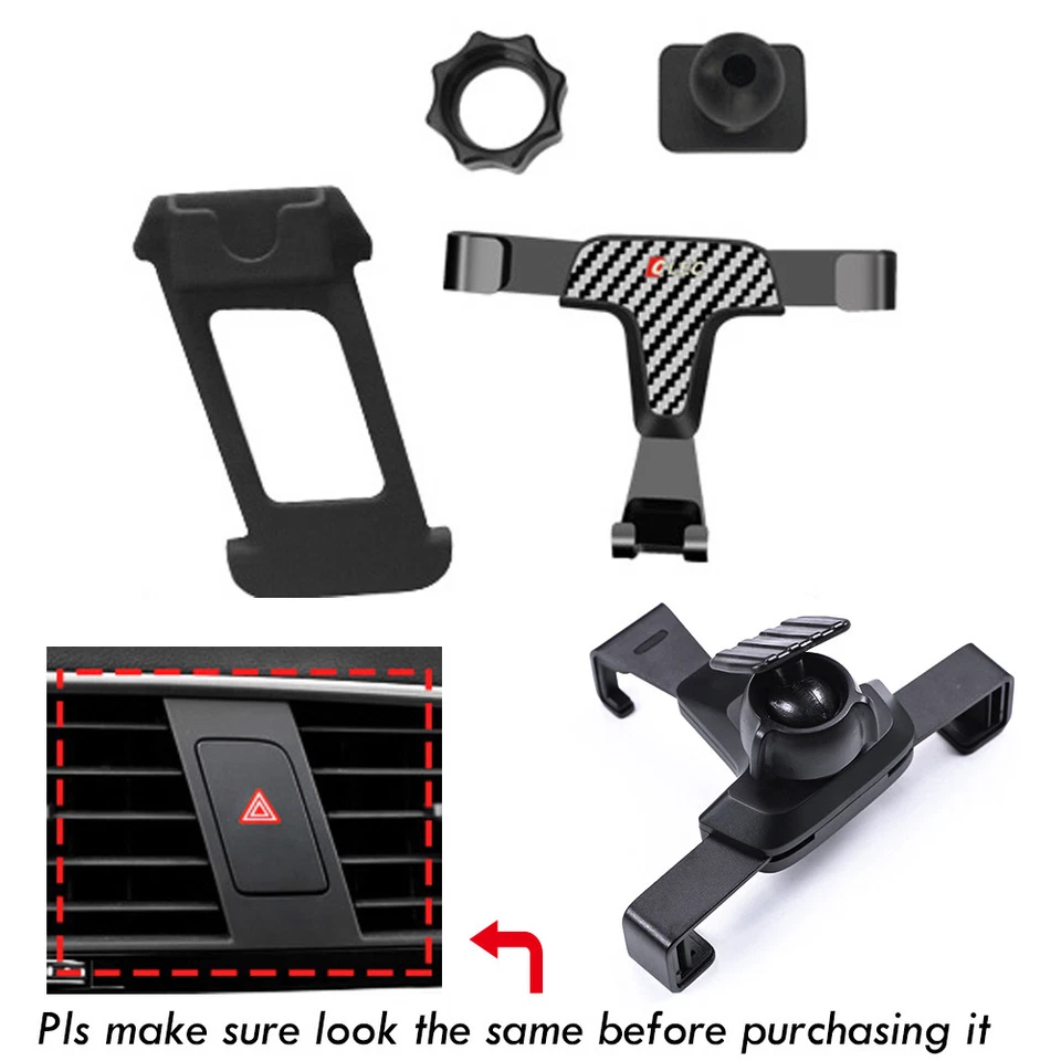 Carbon Fiber Pattern Style Phone Mount Holder Stand w/ AC Clip For 13-18 Audi Q3 - Image 2 of 4