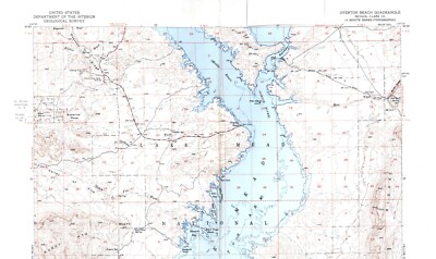 Overton Beach Quadrangle Nevada 1953 Topo Map Vintage USGS 15 Minute Topographic