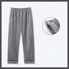 Men's Flannel Pajama Pants Solid Color Soft Lounge Sleep PJ Bottoms with Pockets