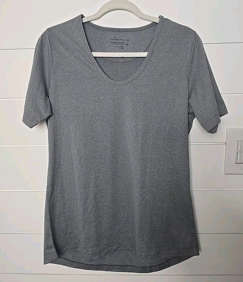 Peter Millar Womens TShirt UPF 50 Sun Protection Short Sleeve Golf Gray Medium