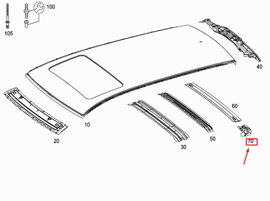CONSULTATION DE MONTAGE DE TOIT GAUCHE POUR MERCEDES-BENZ E W212 A2126361731