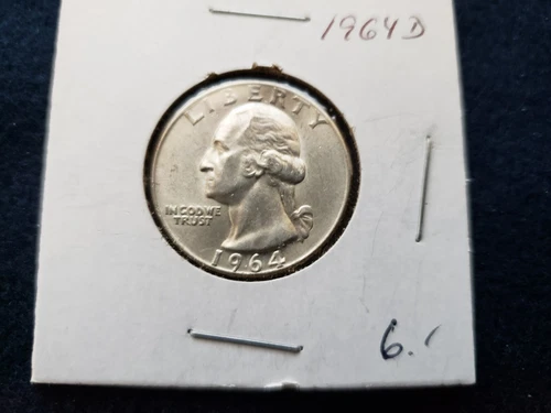 1964-D Uncirculated UNC Washington Quarter 25 Cent Silver Coin