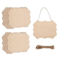 6"x5" Unfinished Hanging Wood Sign Blank with Ropes, Style 1, Pack of 12