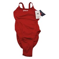 Arena Damen Women's Team Swimsuit Swim Tech Solid BadeanzüGe, Red-White, 34 Eu