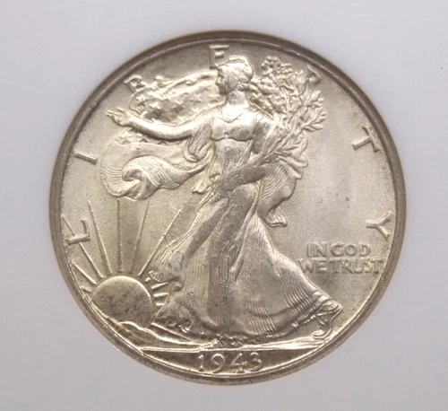 1943 "S" Walking Liberty SILVER Half Dollar 50c NGC MS65 #010 Gem BU Unc ECC&C