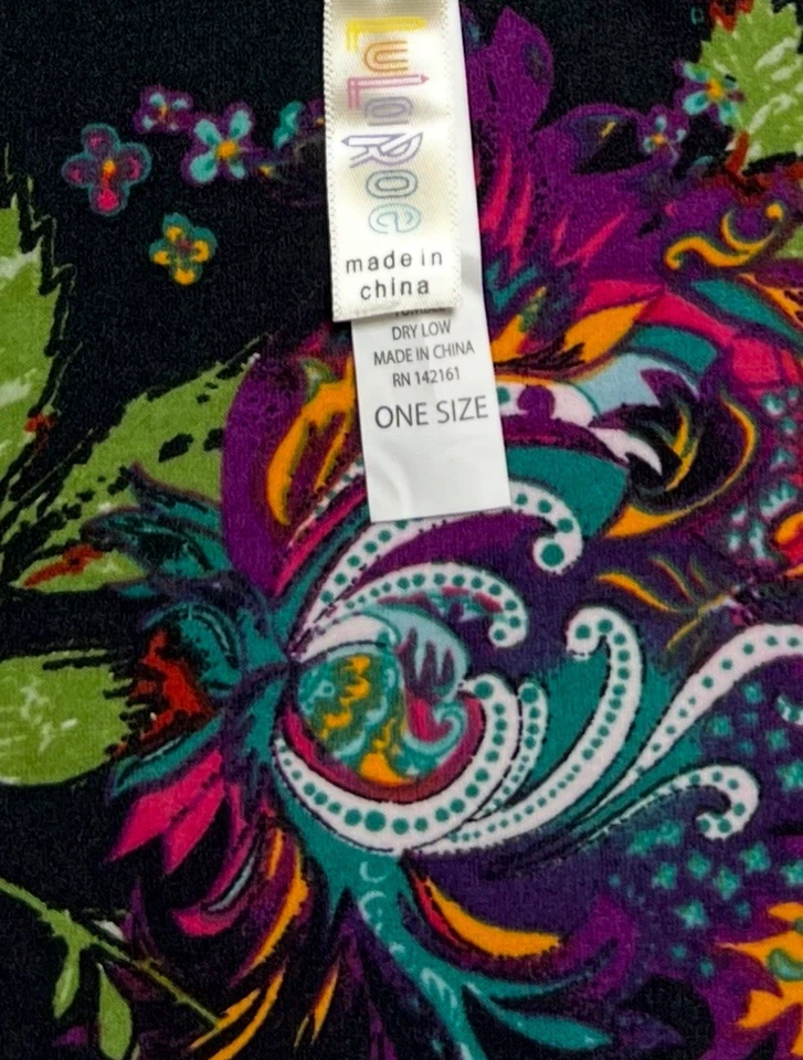 NUEVO Leggings LuLaRoe OS Difíciles de Encontrar NEGRO Colorido Punto Arco Iris PAISLEY Flor Caprichosa Foto 3 de 4